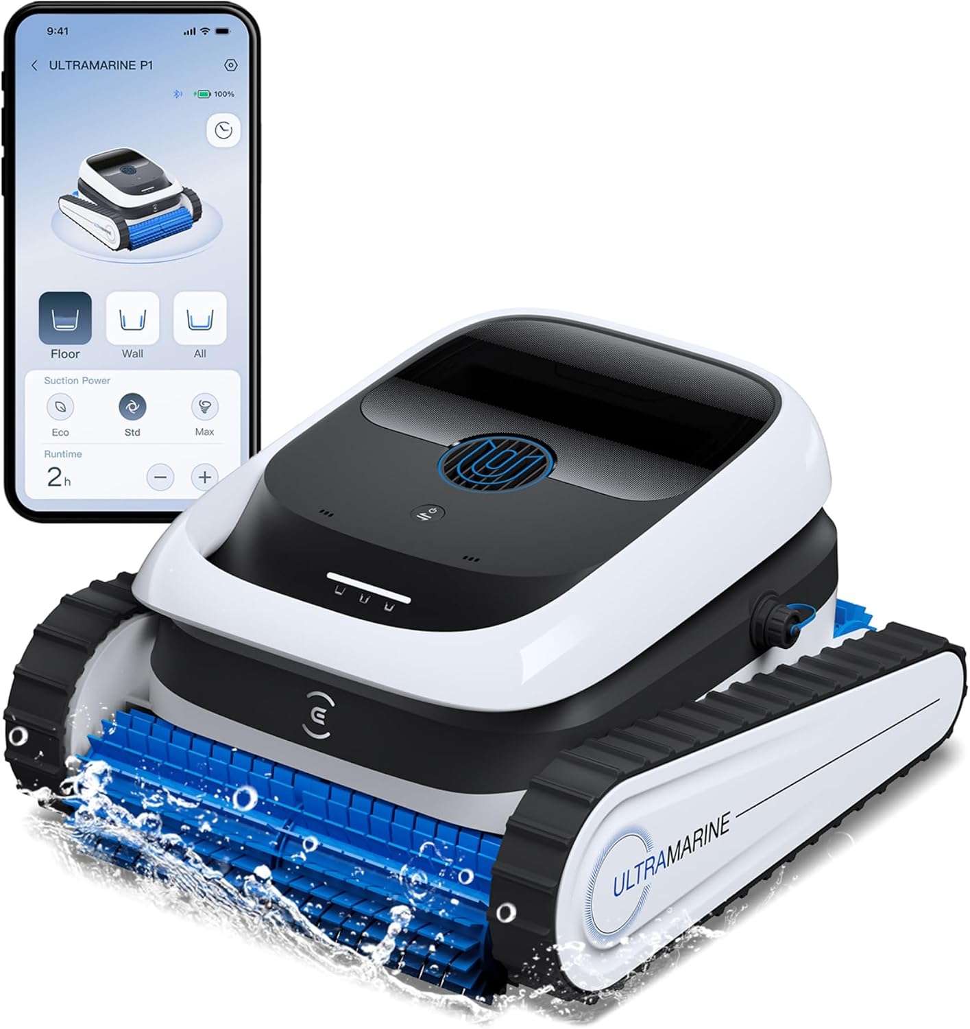 ECOVACS Ultramarine P1 Cordless Robotic Pool Vacuum for Inground & Above Ground Pools, 180 Min Runtime, Smart Navigation, App Control Pool Vacuum for Floor, Wall & Slope, Cleaning Up to 1937 sq ft