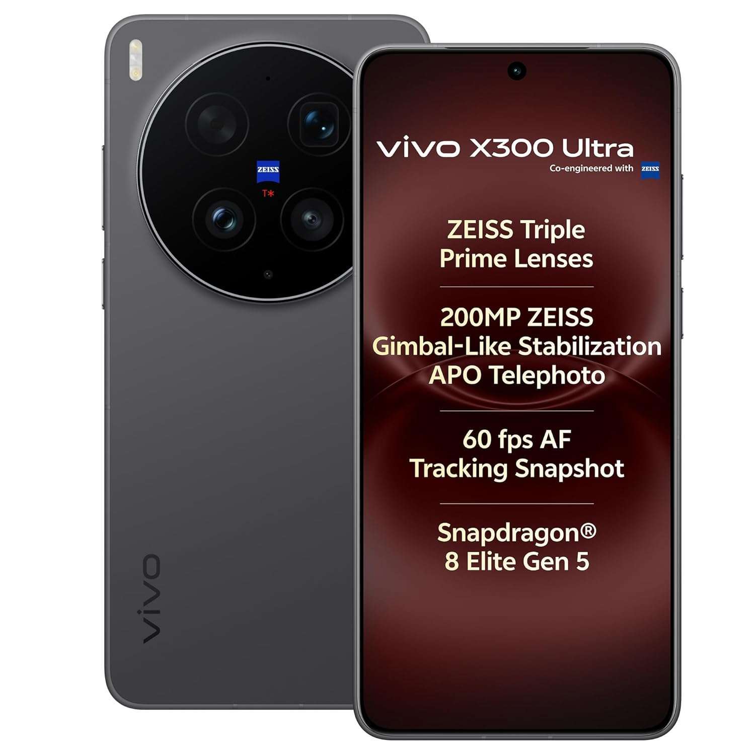 Vivo X300 Ultra 5G Black Dual SIM 16GB RAM 1TB – 200MP ZEISS Camera, 2K AMOLED Display, Snapdragon 8 Elite Gen 5, 6600mAh Battery, IP69