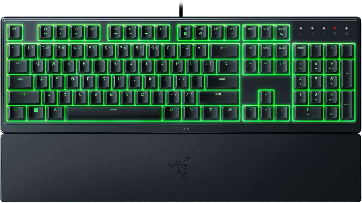 Razer Ornata V3 X Gaming Keyboard: US Layout, Low-Profile Keys, Silent Membrane Switches, UV-Coated Keycaps, Spill Resistant, Chroma RGB Lighting, Ergonomic Wrist Rest - Classic Black