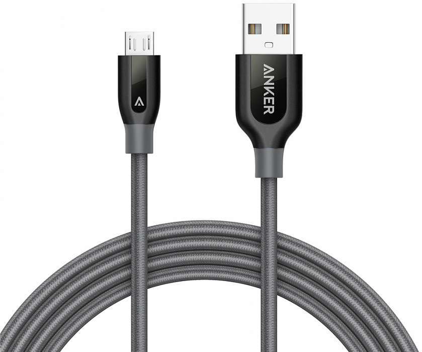 Anker PowerLine+ Micro USB Cable 6ft - Space Gray (A8143HA1)