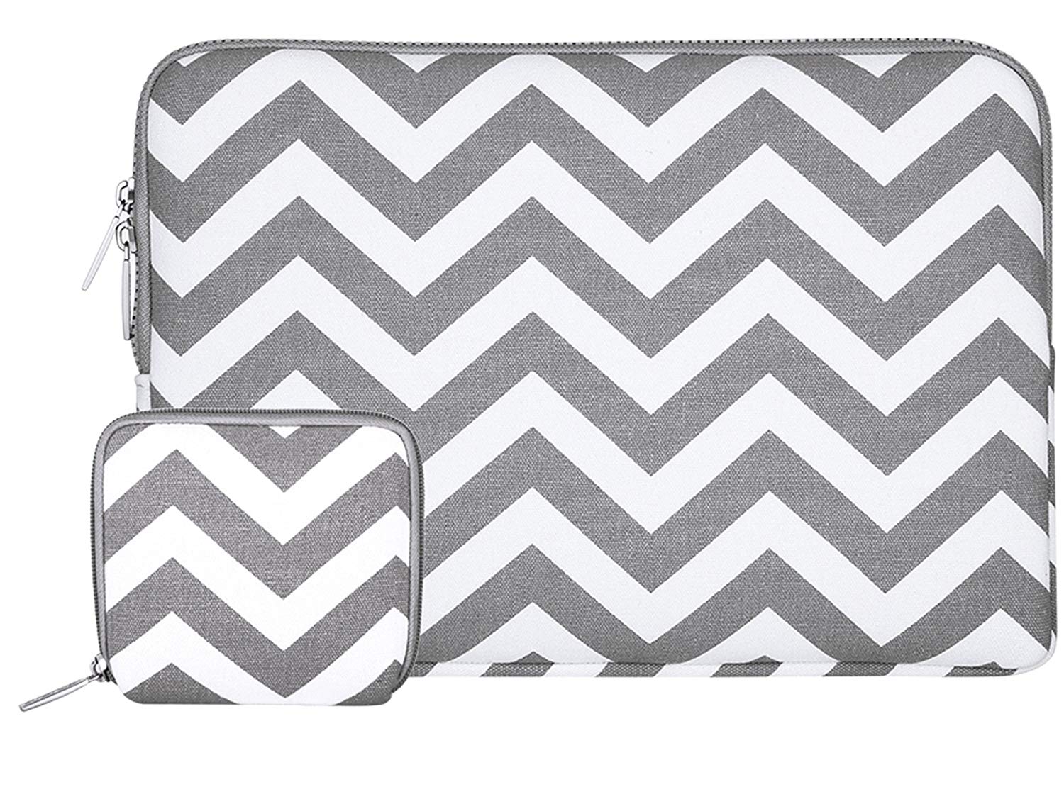 Mosiso Mosiso Chevron Style Canvas Fabric Laptop Sleeve Case Bag Cover for 13-13.3 Inch MacBook Pro, MacBook Air, Notebook with Small Case, Gray